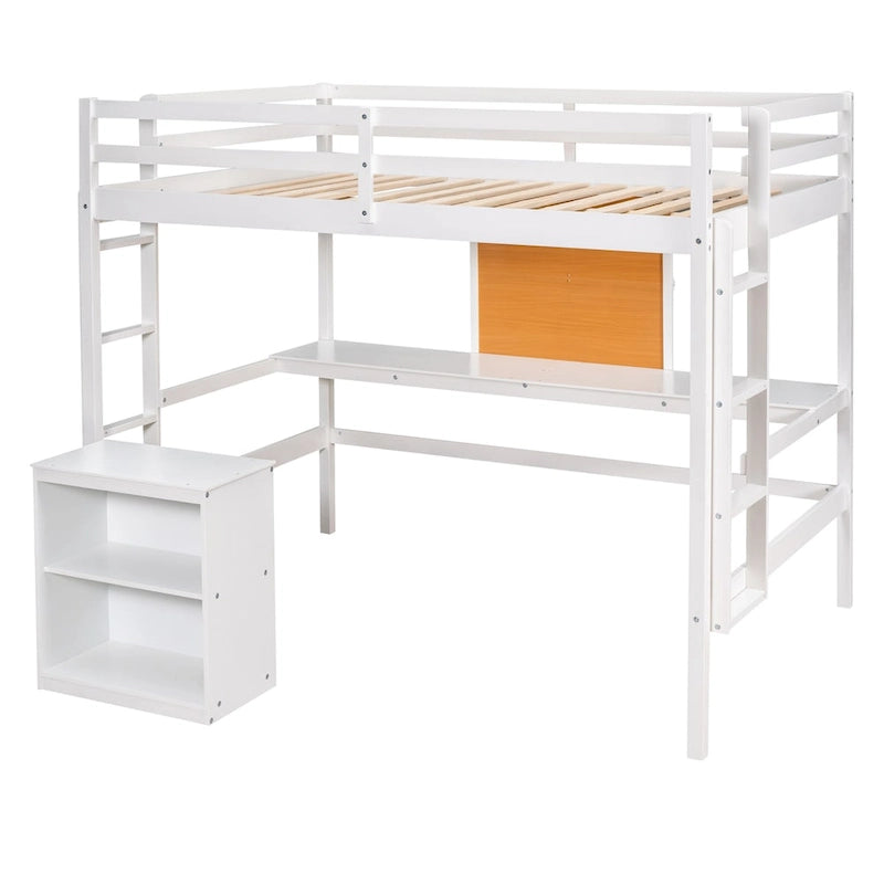 Whimsical Full Size Loft Bed with Desk and Writing Board